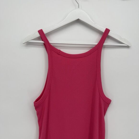 Out From Under Urban Outfitters Bright Pink Ribbed Mini Dress Size Large Cotton - Picture 8 of 9